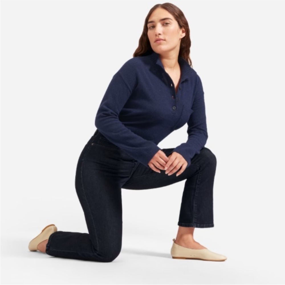 Everlane cashmere/ wool sweater crop Henley